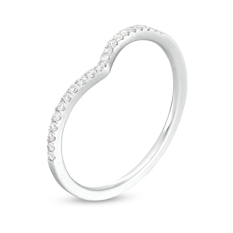 Main Image 3 of 1/8 CT. T.W. Diamond Chevron Contour Wedding Band in 14K White Gold