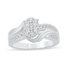 Thumbnail Image 1 of 1/2 CT. T.W. Oval-Shaped Multi-Diamond Bypass Ribbon Engagement Ring in 10K White Gold