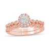 Thumbnail Image 1 of 3/8 CT. T.W. Diamond Oval-Shaped Frame Art Deco Bridal Set in 14K Rose Gold