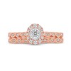Thumbnail Image 3 of 3/8 CT. T.W. Diamond Oval-Shaped Frame Art Deco Bridal Set in 14K Rose Gold