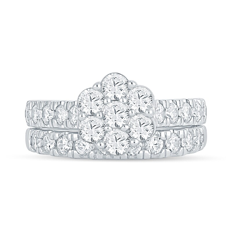 Main Image 3 of 2 CT. T.W Multi-Diamond Flower Bridal Set in 14K White Gold