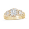 Thumbnail Image 0 of 1 CT. T.W. Princess-Cut Diamond Three Stone Frame Triple Row Engagement Ring in 14K Gold