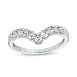 1/3 CT. T.W. Diamond Contour Nine Stone Vintage-Style Anniversary Band in 14K White Gold