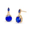 Thumbnail Image 0 of Blue and White Lab-Created Sapphire Dangle Drop Earrings in Sterling Silver with 14K Gold Plate