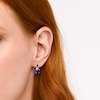 Thumbnail Image 1 of Blue and White Lab-Created Sapphire Dangle Drop Earrings in Sterling Silver with 14K Gold Plate