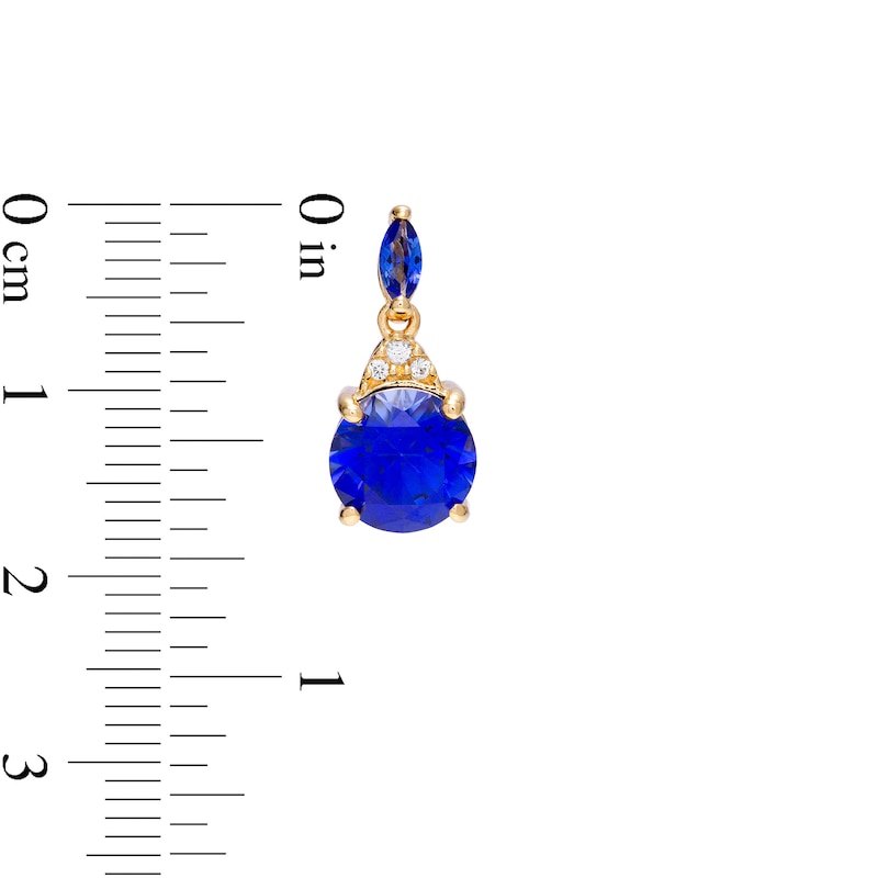 Blue and White Lab-Created Sapphire Dangle Drop Earrings in Sterling Silver with 14K Gold Plate