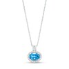 Thumbnail Image 0 of Oval London Blue Topaz and White Lab-Created Sapphire Frame Drop Pendant in Sterling Silver