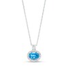 Thumbnail Image 1 of Oval London Blue Topaz and White Lab-Created Sapphire Frame Drop Pendant in Sterling Silver