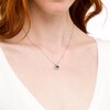 Thumbnail Image 1 of Oval London Blue Topaz and White Lab-Created Sapphire Frame Drop Pendant in Sterling Silver
