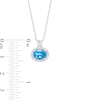 Thumbnail Image 2 of Oval London Blue Topaz and White Lab-Created Sapphire Frame Drop Pendant in Sterling Silver