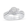 Thumbnail Image 0 of 1/3 CT. T.W. Diamond Frame Side Accent Slant Swirl Bypass Shank Bridal Set in 14K White Gold