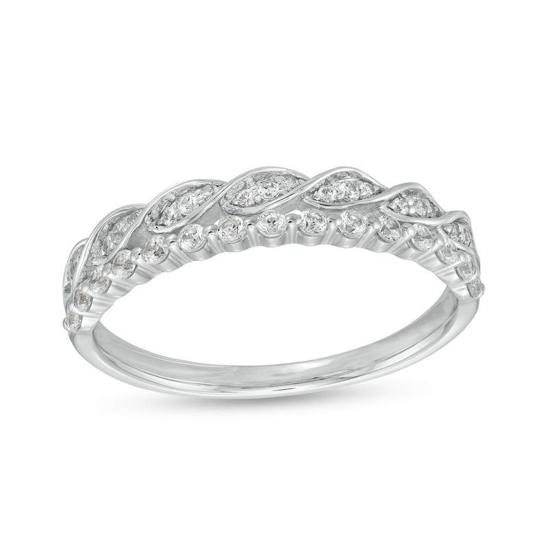 Main Image 1 of 1/4 CT. T.W. Diamond Twist Double Row Stackable Anniversary Band in 14K White Gold