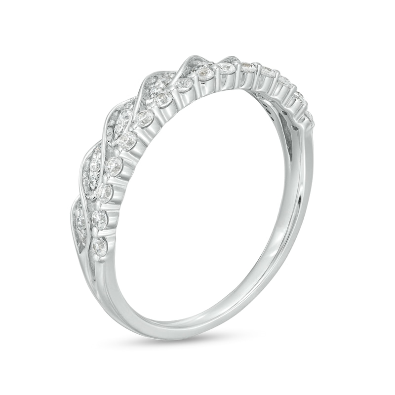 Main Image 2 of 1/4 CT. T.W. Diamond Twist Double Row Stackable Anniversary Band in 14K White Gold