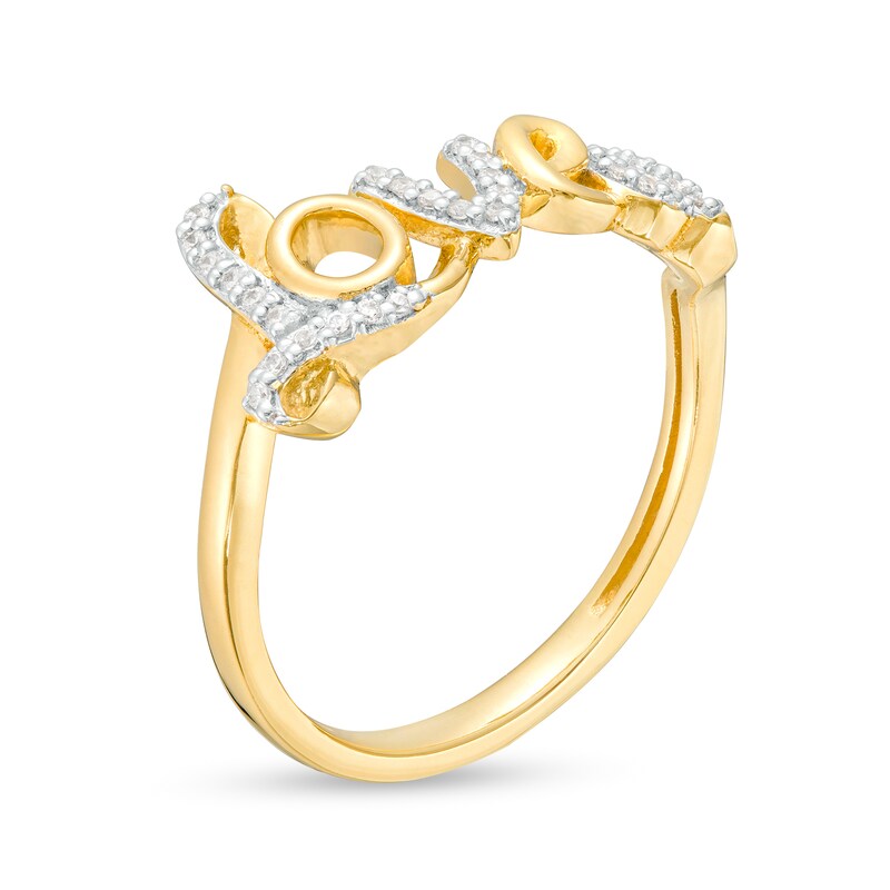Main Image 3 of 1/10 CT. T.W. Diamond "Loved" Script Ring in 10K Gold