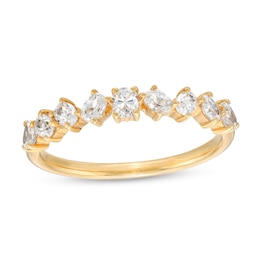 1/2 CT. T.W. Oval Diamond Alternating Nine Stone Anniversary Band in 14K Gold