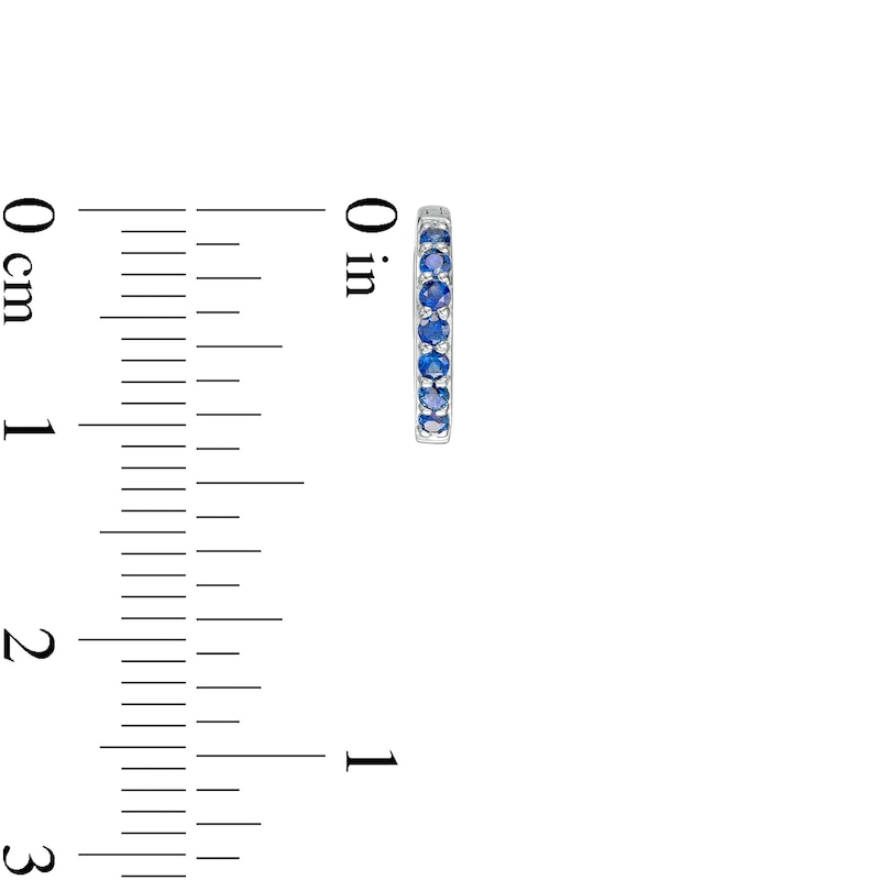 Main Image 3 of Blue Sapphire Huggie Hoop Earrings in 10K White Gold