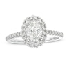 Thumbnail Image 1 of Celebration Infinite™ 1-1/2 CT. T.W. Certified Oval Diamond Frame Engagement Ring in 14K White Gold (I/SI2)