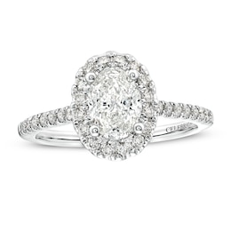 Celebration Infinite™ 1-1/2 CT. T.W. Certified Oval Diamond Frame Engagement Ring in 14K White Gold (I/SI2)