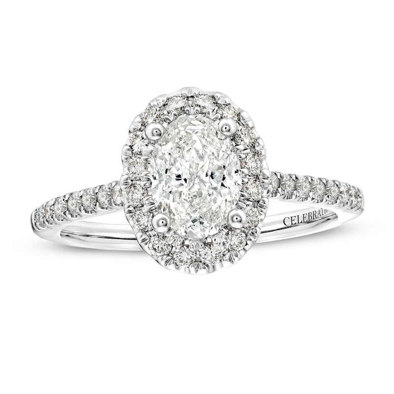 Celebration Infinite™ 1-1/2 CT. T.W. Certified Oval Diamond Frame Engagement Ring in 14K White Gold (I/SI2)