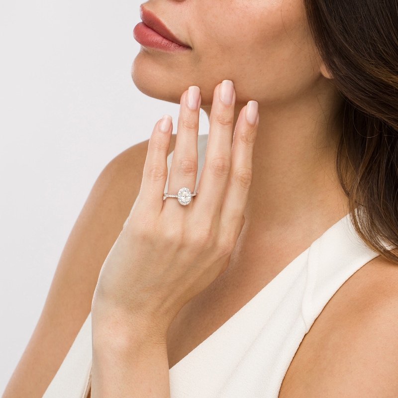 Main Image 2 of Celebration Infinite™ 1-1/2 CT. T.W. Certified Oval Diamond Frame Engagement Ring in 14K White Gold (I/SI2)