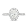 Thumbnail Image 4 of Celebration Infinite™ 1-1/2 CT. T.W. Certified Oval Diamond Frame Engagement Ring in 14K White Gold (I/SI2)