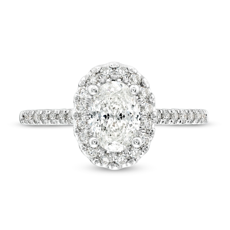 Main Image 4 of Celebration Infinite™ 1-1/2 CT. T.W. Certified Oval Diamond Frame Engagement Ring in 14K White Gold (I/SI2)