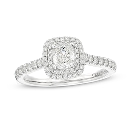 Celebration Infinite™ 1 CT. T.W. Certified Cushion-Cut Diamond Frame Engagement Ring in 14K White Gold (I/SI2)