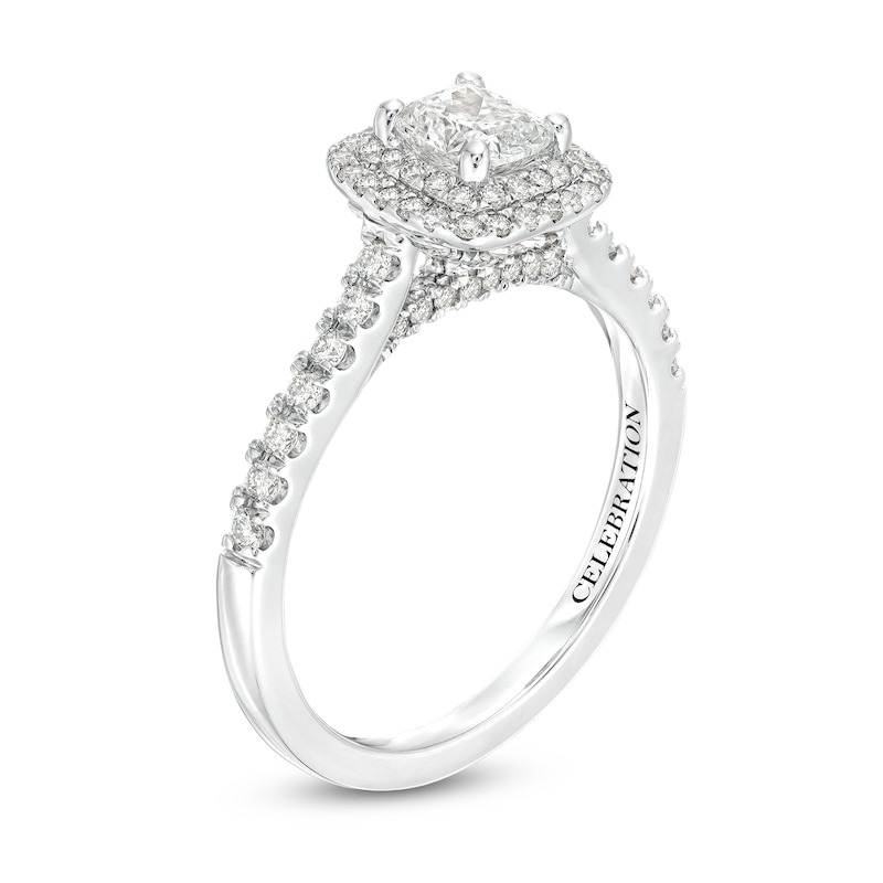 Main Image 2 of Celebration Infinite™ 1 CT. T.W. Certified Cushion-Cut Diamond Frame Engagement Ring in 14K White Gold (I/SI2)