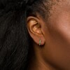 Thumbnail Image 2 of Emerald Huggie Hoop Earrings in 10K Gold