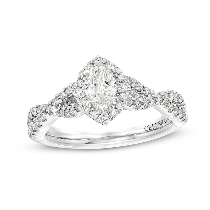 Main Image 1 of Celebration Infinite™ 1 CT. T.W. Certified Oval Diamond Frame Engagement Ring in 14K White Gold (I/SI2)