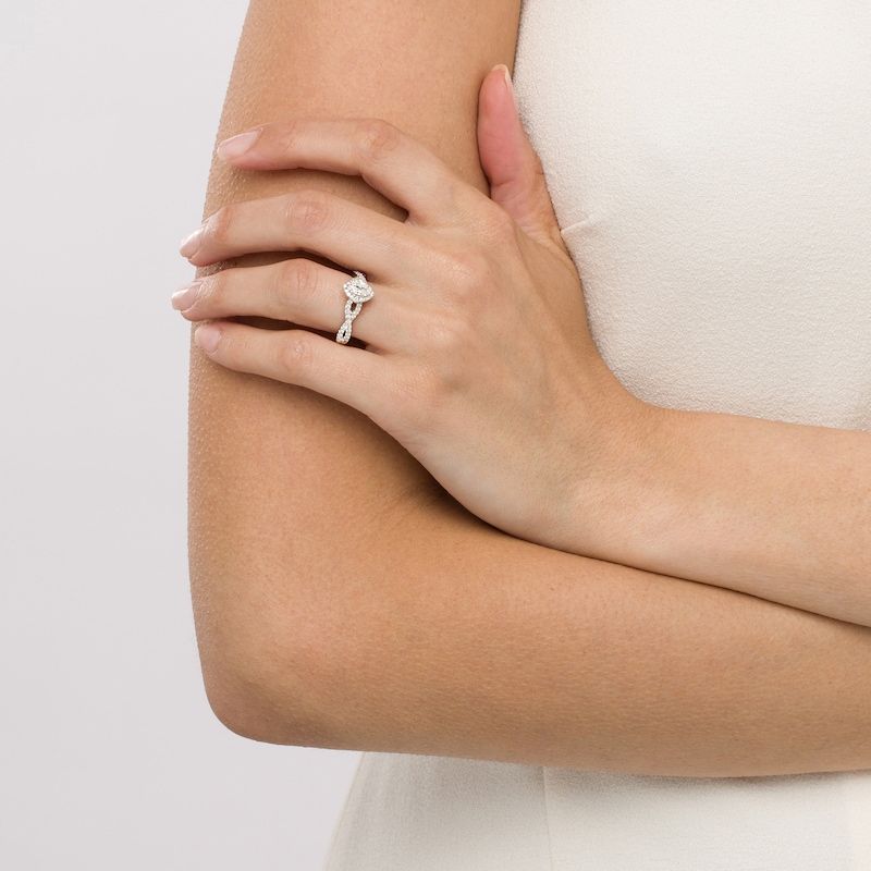 Main Image 2 of Celebration Infinite™ 1 CT. T.W. Certified Oval Diamond Frame Engagement Ring in 14K White Gold (I/SI2)
