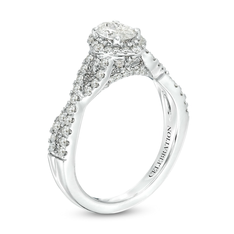 Main Image 3 of Celebration Infinite™ 1 CT. T.W. Certified Oval Diamond Frame Engagement Ring in 14K White Gold (I/SI2)