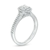 Thumbnail Image 3 of Celebration Infinite™ 3/4 CT. T.W. Certified Oval Diamond Frame Split Shank Engagement Ring in 14K White Gold (I/SI2)