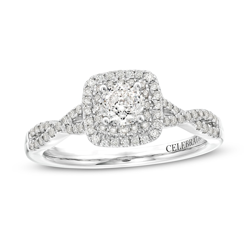 Main Image 1 of Celebration Infinite™ 3/4 CT. T.W. Certified Diamond Double Frame Engagement Ring in 14K White Gold (I/SI2)
