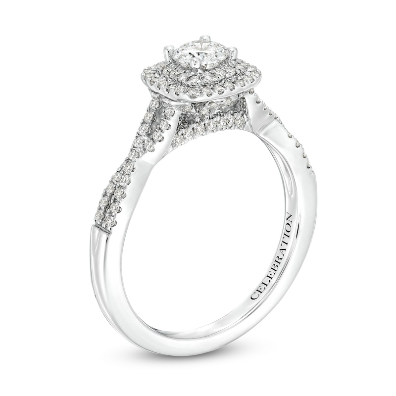 Main Image 3 of Celebration Infinite™ 3/4 CT. T.W. Certified Diamond Double Frame Engagement Ring in 14K White Gold (I/SI2)