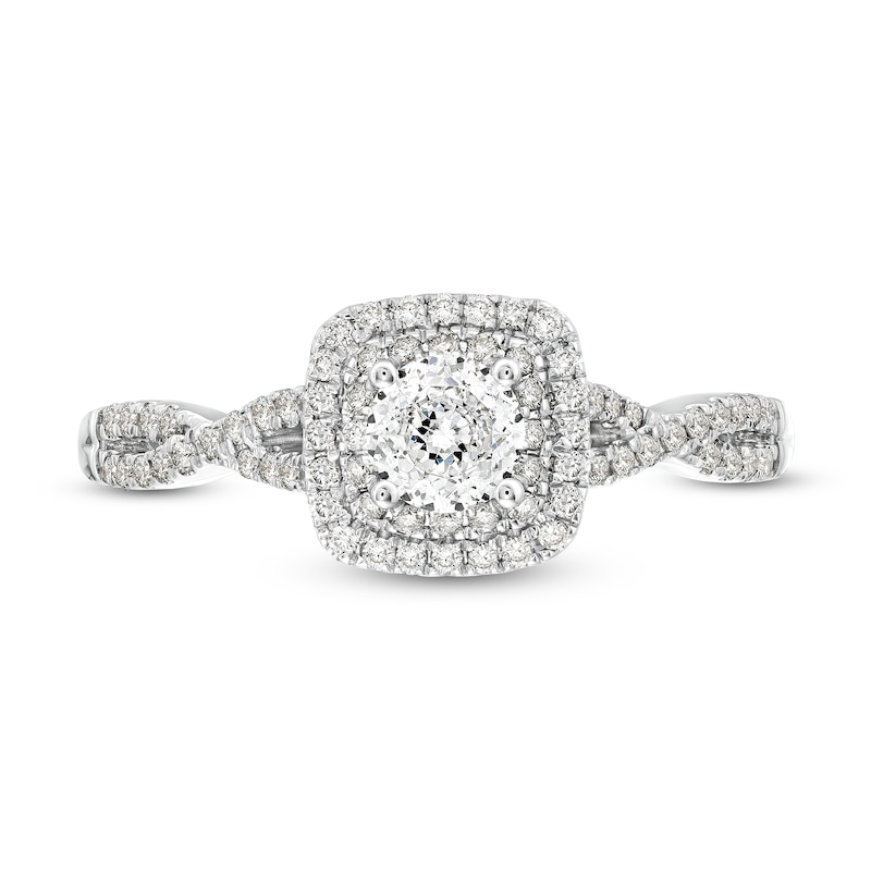 Main Image 4 of Celebration Infinite™ 3/4 CT. T.W. Certified Diamond Double Frame Engagement Ring in 14K White Gold (I/SI2)