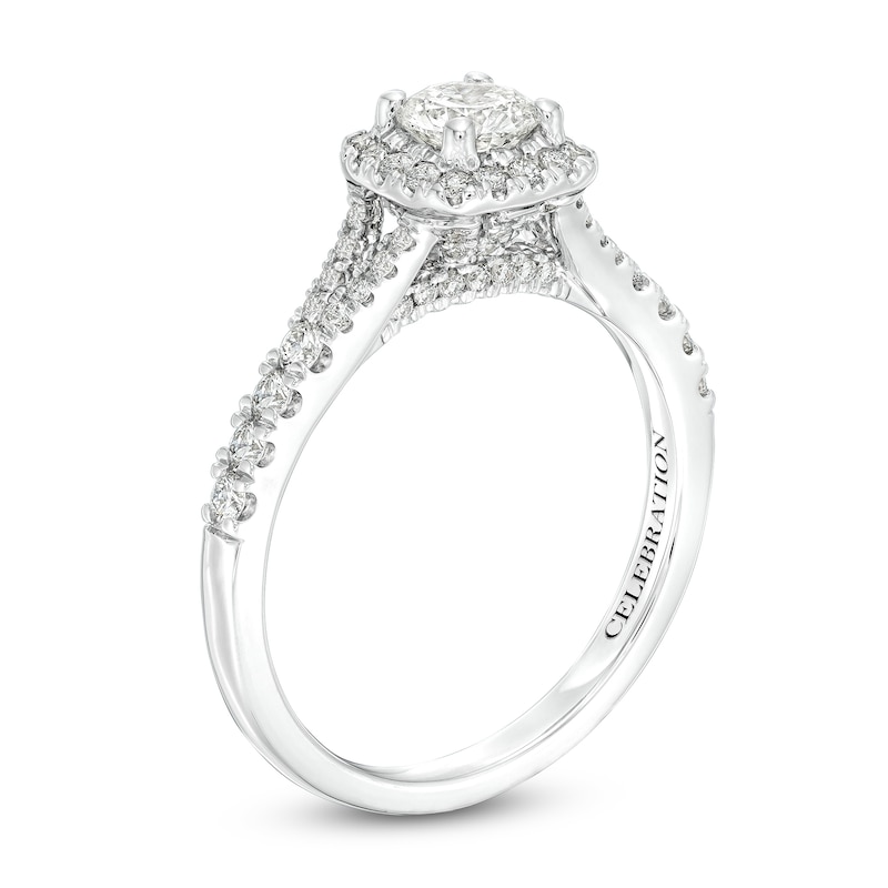 Main Image 3 of Celebration Infinite™ 1 CT. T.W. Certified Diamond Cushion-Shaped Frame Engagement Ring in 14K White Gold (I/SI2)
