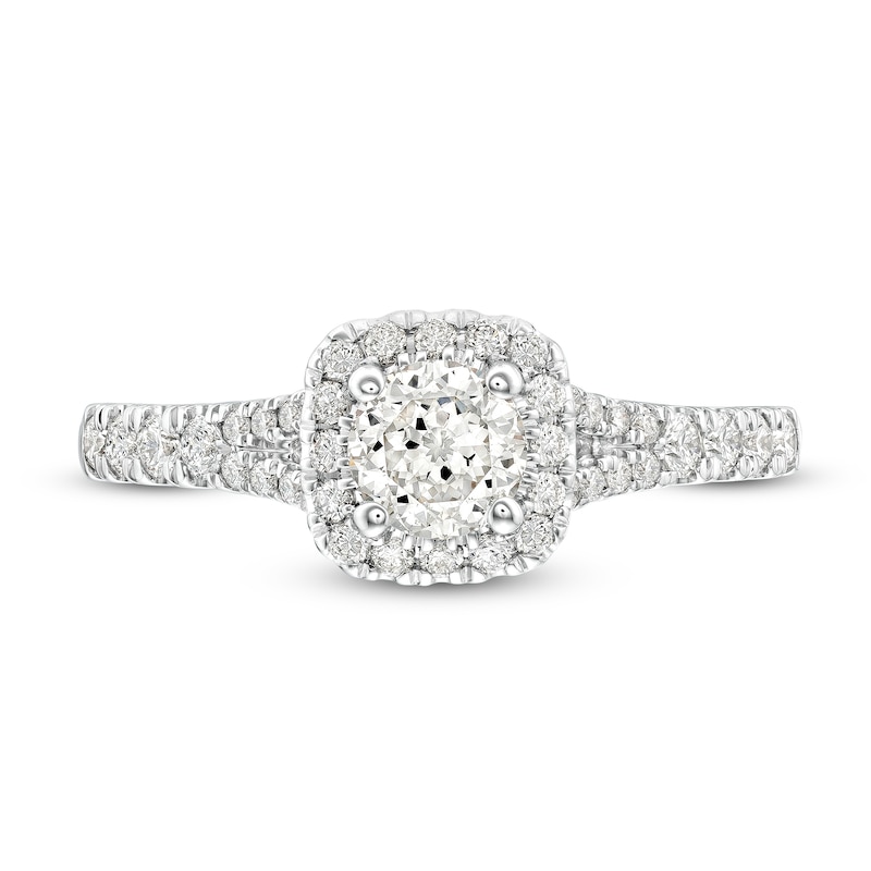 Main Image 4 of Celebration Infinite™ 1 CT. T.W. Certified Diamond Cushion-Shaped Frame Engagement Ring in 14K White Gold (I/SI2)