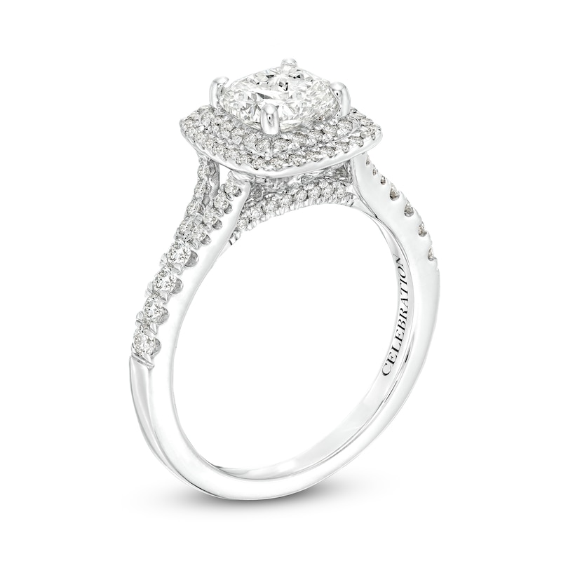 Main Image 3 of Celebration Infinite™ 1-5/8 CT. T.W. Certified Cushion-Cut Diamond Frame Engagement Ring in 14K White Gold (I/SI2)