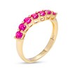 Thumbnail Image 3 of Lab-Created Ruby Seven Stone Band in Sterling Silver with 18K Gold Plate