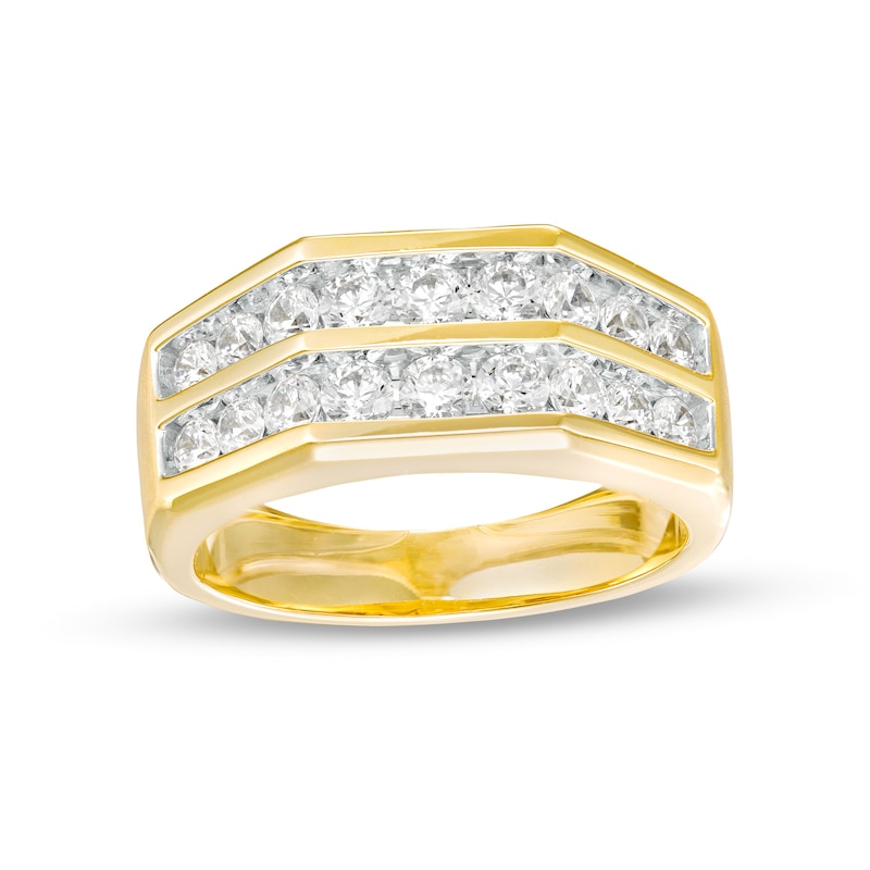 Main Image 1 of 1-1/2 CT. T.W. Diamond Double Row Wedding Band in 10K Gold
