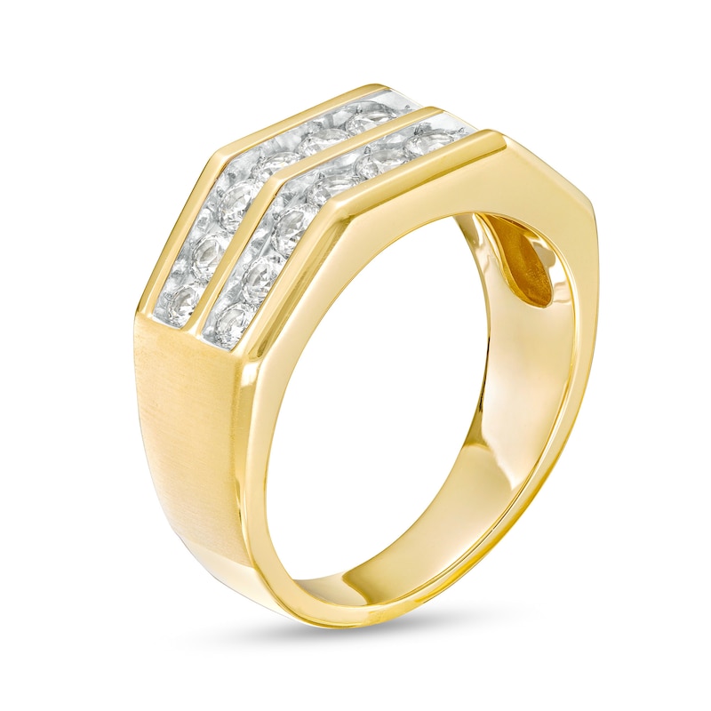 Main Image 2 of 1-1/2 CT. T.W. Diamond Double Row Wedding Band in 10K Gold
