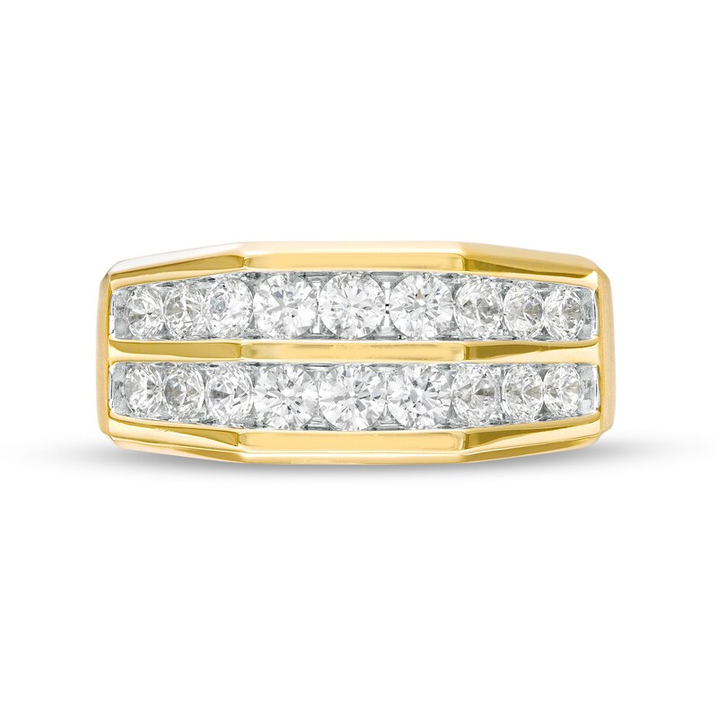 Main Image 3 of 1-1/2 CT. T.W. Diamond Double Row Wedding Band in 10K Gold