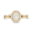 Thumbnail Image 3 of Celebration Infinite™ 1 CT. T.W. Certified Oval Diamond Double Frame Twist Shank Engagement Ring in 14K Gold (I/SI2)