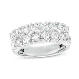 3 CT. T.W. Diamond Double Row Wedding Band in 10K White Gold