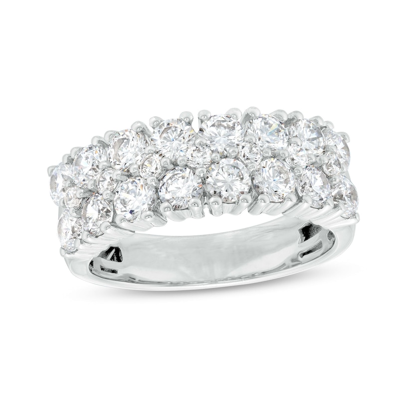 Main Image 1 of 3 CT. T.W. Diamond Double Row Wedding Band in 10K White Gold