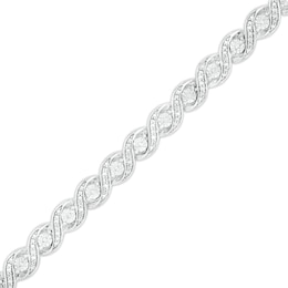 1/10 CT. T.W. Diamond &quot;S&quot; Link Line Bracelet in Sterling Silver - 7.25&quot;