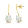 Thumbnail Image 1 of Oval Lab-Created Opal Solitaire Drop Earrings in 14K Gold