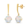 Thumbnail Image 1 of 8.0mm Lab-Created Opal Solitaire Drop Earrings in 14K Gold