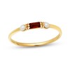 Thumbnail Image 1 of Sideways Baguette Garnet and Freshwater Cultured Pearl Side Accent Ring in 14K Gold